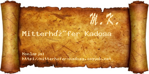 Mitterhöfer Kadosa névjegykártya
